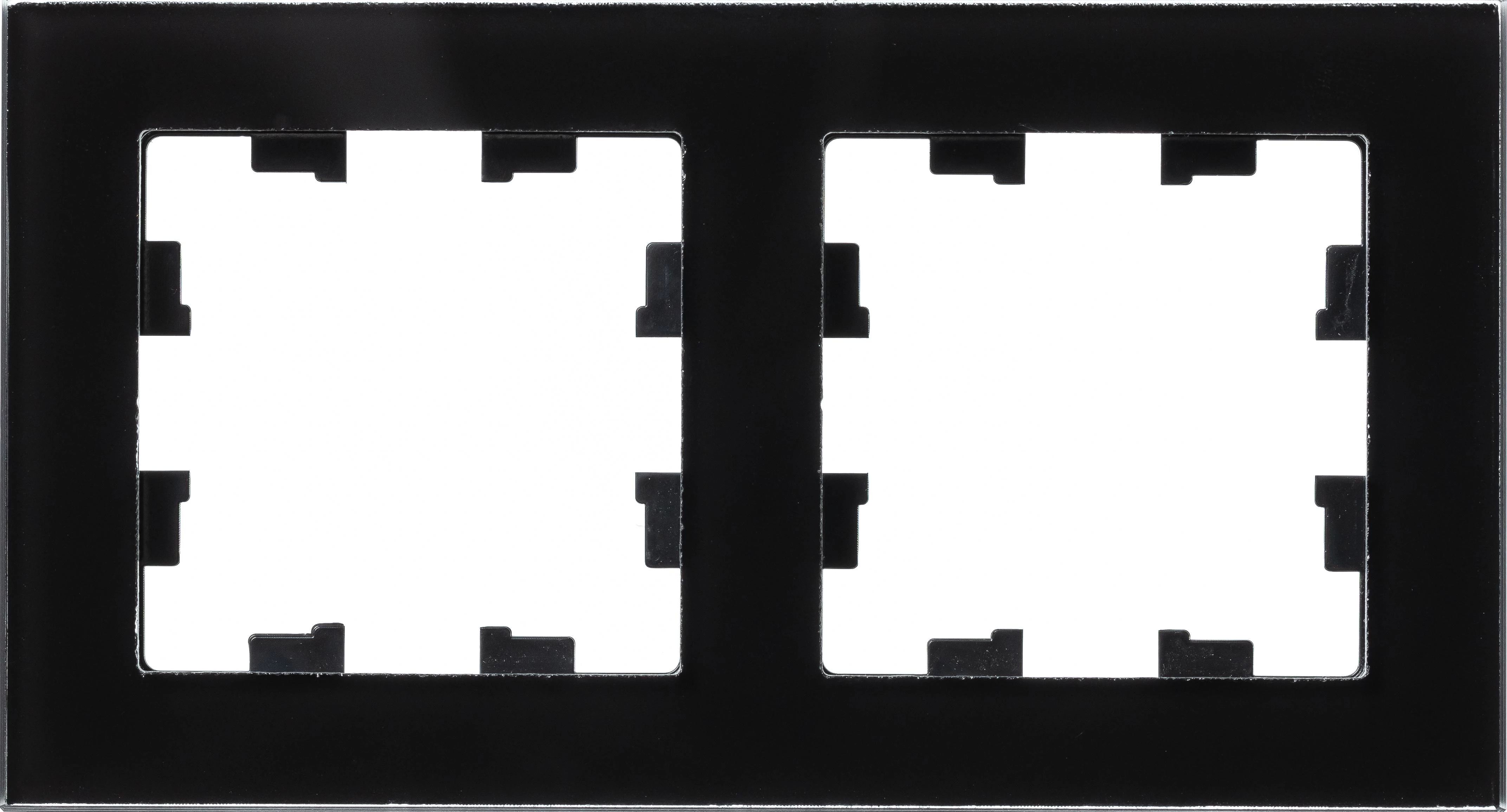  артикул ATN321002 название Рамка 2-ая (двойная), Стекло Черное, серия Atlas Design, Schneider Electric